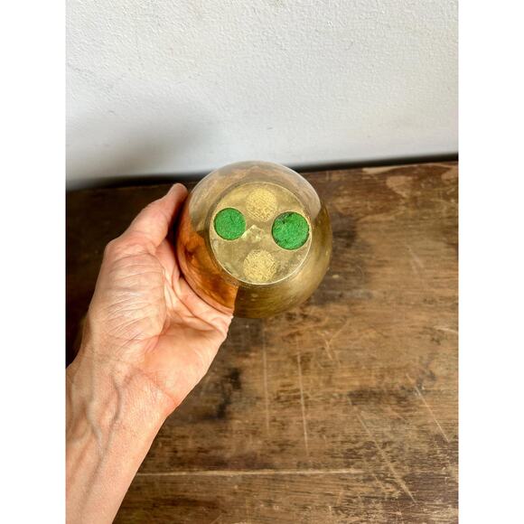 Vintage MCM Lidded Solid Brass Apple Bowl | Brass Decor | Bookcase Accent - Picture 7 of 7